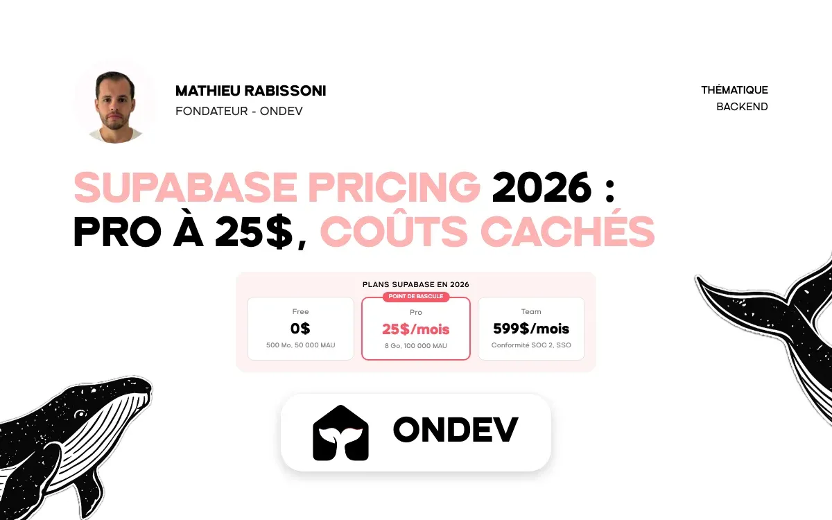 Supabase pricing 2026 : Pro à 25$, coûts cachés
